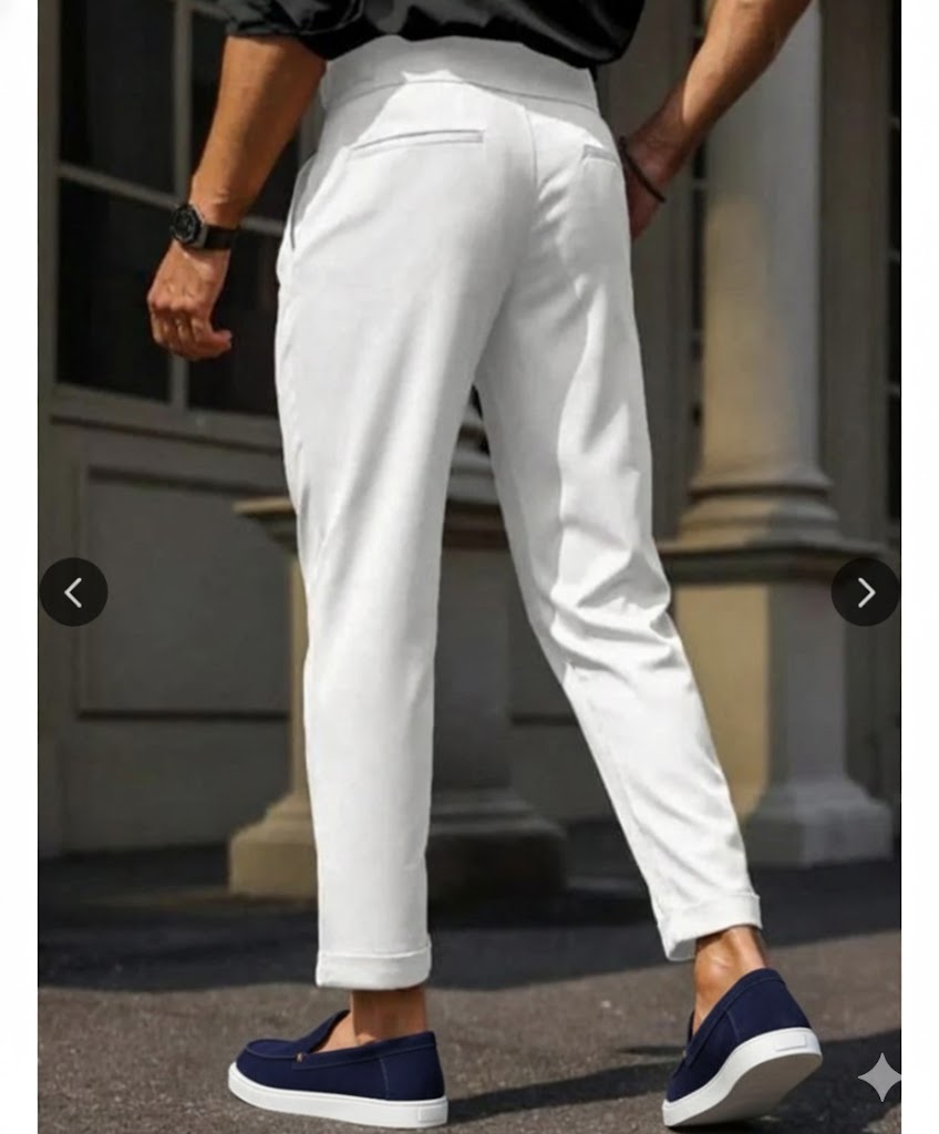 Men smart loose old money easy wash pleated trouser